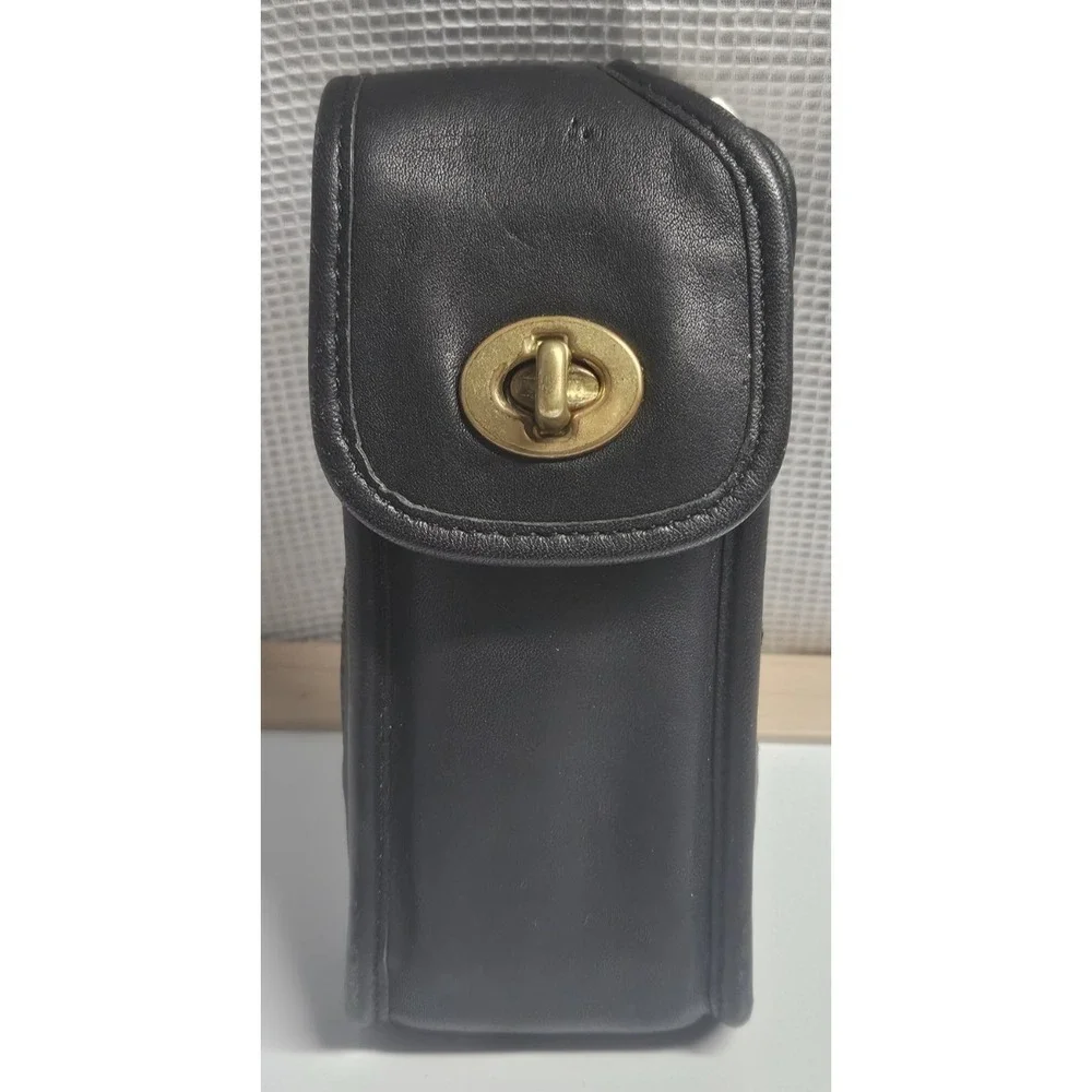 Vintage Coach Legacy black turnlock belt‎ cell phone bag leather upper